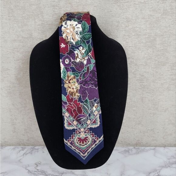 Chez Roffe Vintage Floral Silk Necktie Men's Tie - Picture 1 of 9
